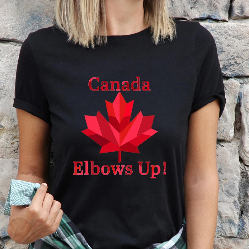 Summer Clothing Women Canada - Kaus Wanita Elbows Up Kanada Atasan