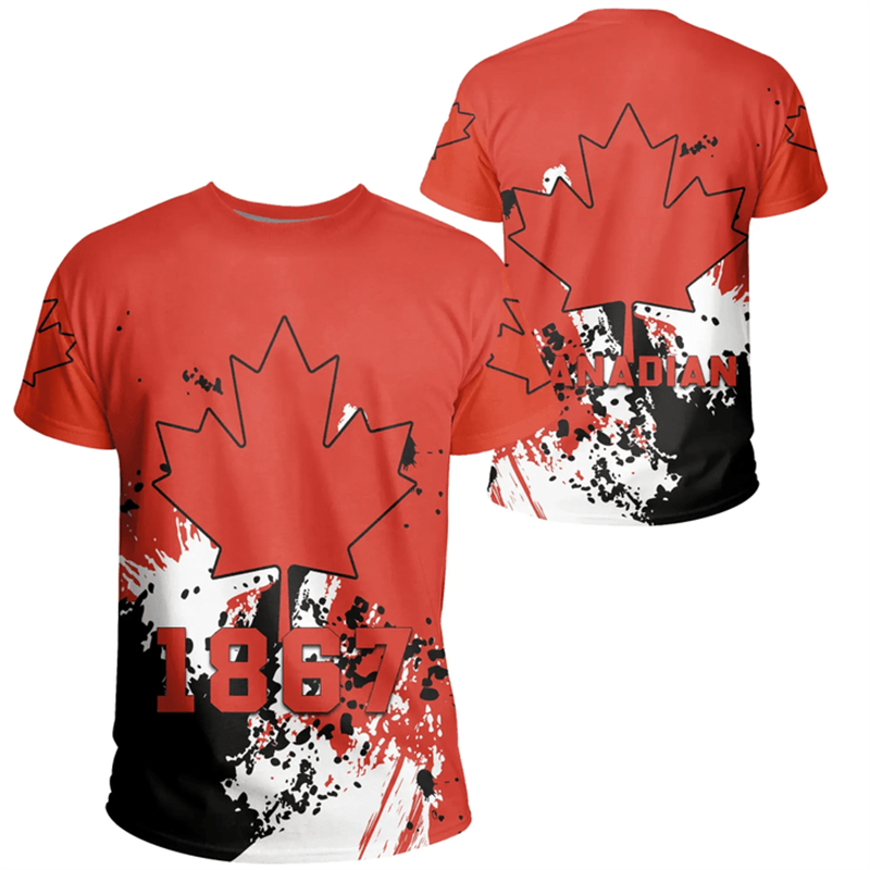 Summer Clothing Women Canada - Kaus hari Kanada bendera lambang daun